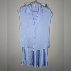 Mango Satin Short Sleeve Top and Midi Skirt Set